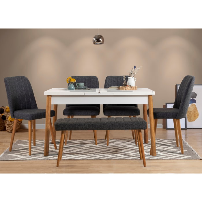 Hanah Home Conjunto de Comedor Extensible de 6 Piezas Hanah Home Conjunto de Comedor Extensible de 6 Piezas
